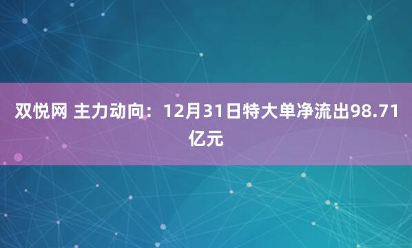 双悦网 主力动向:12月31日特大单净流出98.71亿元
